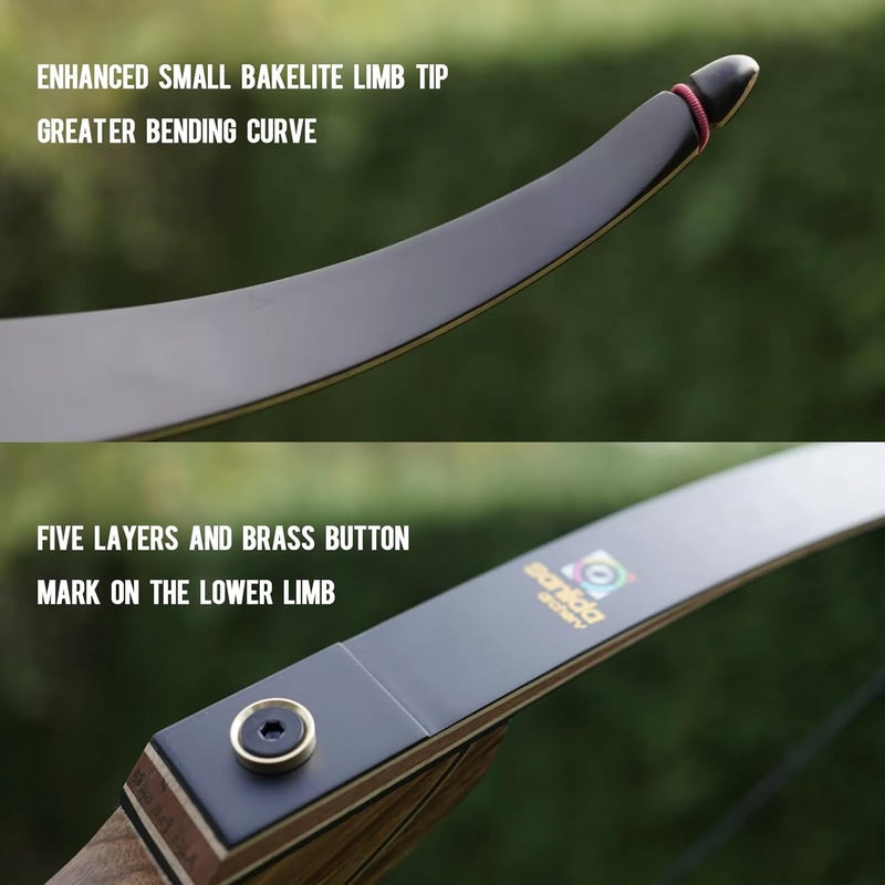 sanlida قوس وسهم إيجل X9 الجديد 58" RTH القياسي للقوس والسهم للبالغين والصيادين، مجموعة قوس قوس خشبي قابل للتفكيك للاستخدام الخارجي والتدريب 25-60 رطل - Image 5